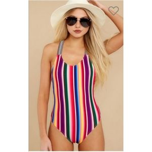 🆕️ NWT Red Dress Boutique Rainbow One Piece Swimsuit